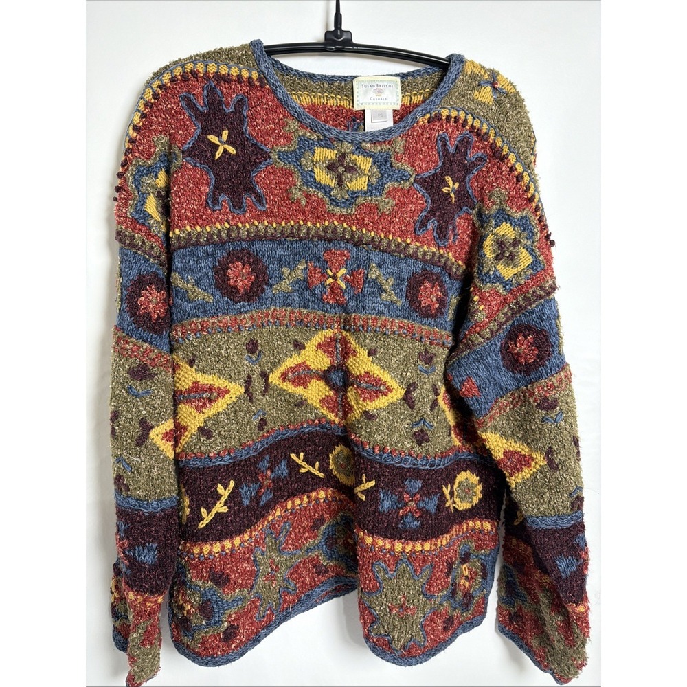 Vintage Susan Bristol Knit Floral Cardigan Size PS Y2K 2000 Long Sleeve Warm